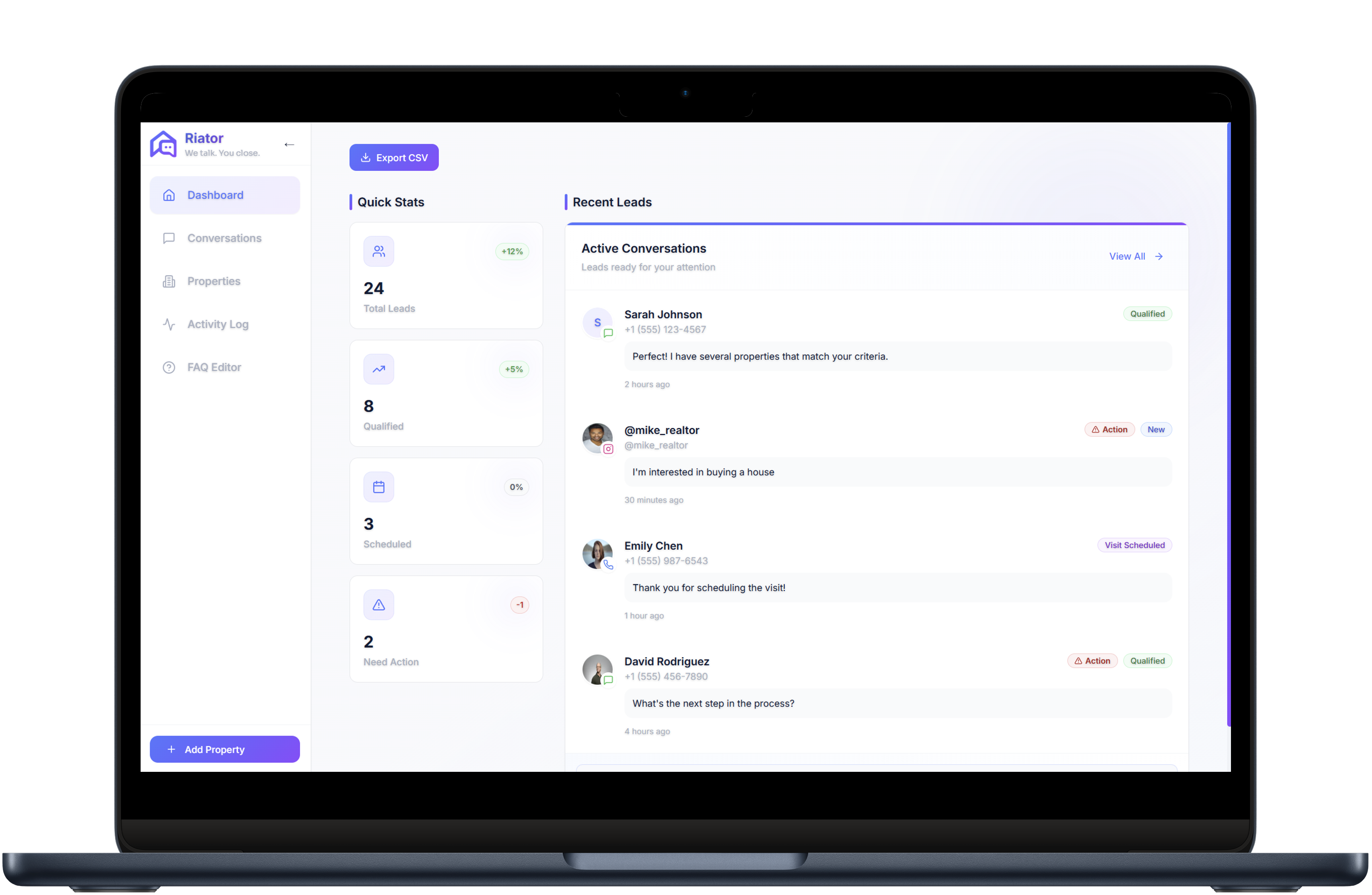 Riator Dashboard - Complete Lead Management System